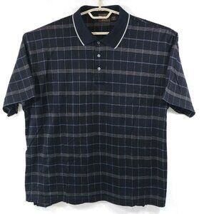 Tasso Elba Golf Black Geometric Double Mercerized Cotton S/S Polo Shirt Mens XL